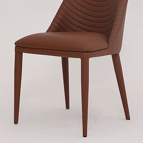 Modern Leather Curved Sloped Armless Chair Matte Finish Parsons Chair for Brasserie Clearhalo ' kitchen&dining_furn' 'Dining Chairs' 'Dining Tables & Seating' 'dining_chair' 'furn' 'furn_dining_chair' 'Furniture' 'furniture_dining_chair' 'Kitchen & Dining Furniture' 'kitchen' 1200x1200_c6e0166e-e7de-46e5-9efb-77764014c6da
