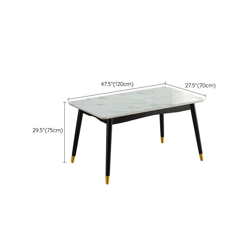 Mesa de comedor rectangular de vidrio de estilo moderno con 4 pies