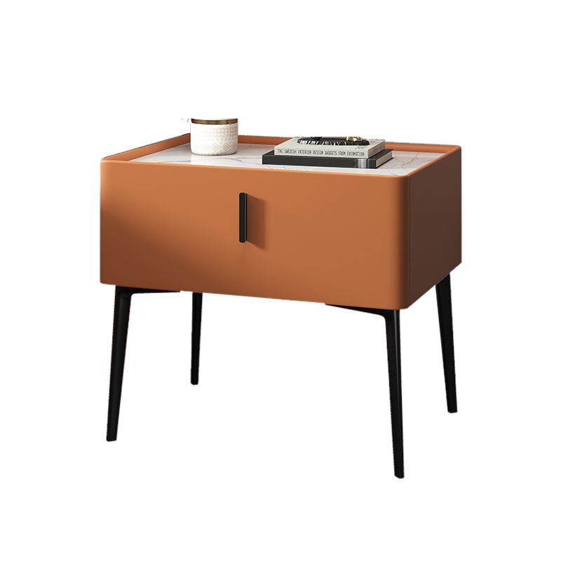 Mesa de acento contemporánea Mesa de mármol genuino y de cuero sintético