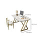 Wooden Rectangular Writing Desk Glam 29.53" Tall Office Desk with Iron Legs Clearhalo 'furn' 'furn_office_desk' 'Furniture' 'Office Desks' 'Office Furniture' 'office_desk' 1200x1200_c6e45f9b-0525-4419-8a55-1a8a58a5ce44