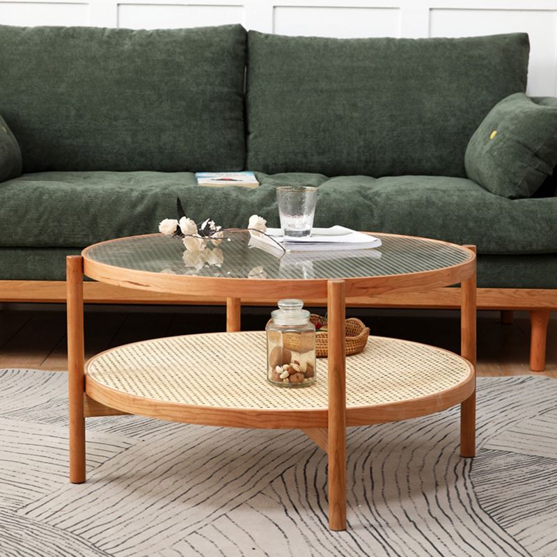 Tropical Round Cocktail Table Glass Top Coffee Cocktail Table Clearhalo 'Coffee & Accent Tables' 'Coffee Tables' 'coffee_tables' 'furn' 'furn_coffee_tables' 'Furniture' 'Living Room Furniture' 1200x1200_c6e47bcd-16ce-4ae3-a2de-245b5528393c