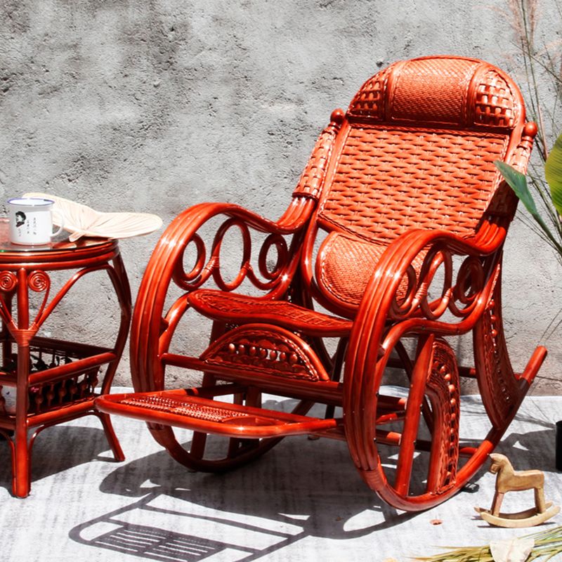 Silla mecedora tradicional rattan backrest backrest cilindro de reposabrazos incorporado