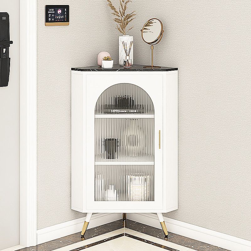 Servitore a buffet in pietra di ferro moderna 40 "H Server a buffet sala da pranzo con porta di vetro