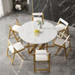 Glam Round Dinette Set 1/2/3/7 Pieces Gold Foldable Dining Table Set Clearhalo 'Dining Room Sets' 'Dining Tables & Seating' 'dining_room_set' 'furn' 'furn_dining_room_set' 'Furniture' 'furniture_dining_room_set' 'Kitchen & Dining Furniture' 1200x1200_c6e723f8-5d66-43aa-a41d-b4e69d5c483a