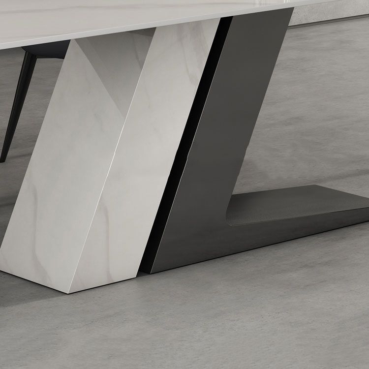 Designer Style 1/2/5/7 Pieces Sintered Stone Dining Set Rectangle White Table with Chairs Clearhalo 'Dining Room Sets' 'Dining Tables & Seating' 'dining_room_set' 'furn' 'furn_dining_room_set' 'Furniture' 'furniture_dining_room_set' 'Kitchen & Dining Furniture' 1200x1200_c6e88c7e-3787-49cb-951c-54b86bb2cbd1