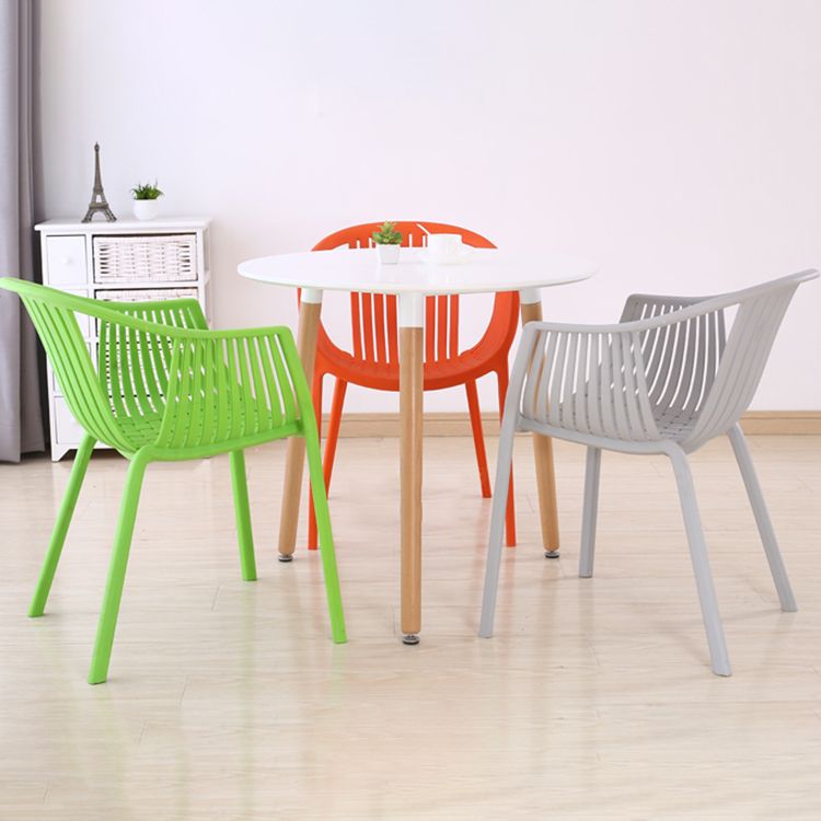 Scandinavian Dining Arm Chairs Plastic Slat Back Dining Armchair (Set of 4) Clearhalo ' kitchen&dining_furn' 'Dining Chairs' 'Dining Tables & Seating' 'dining_chair' 'furn' 'furn_dining_chair' 'Furniture' 'furniture_dining_chair' 'Kitchen & Dining Furniture' 'kitchen' 1200x1200_c6ed6562-bda7-4d64-a019-0ffd28e8e024