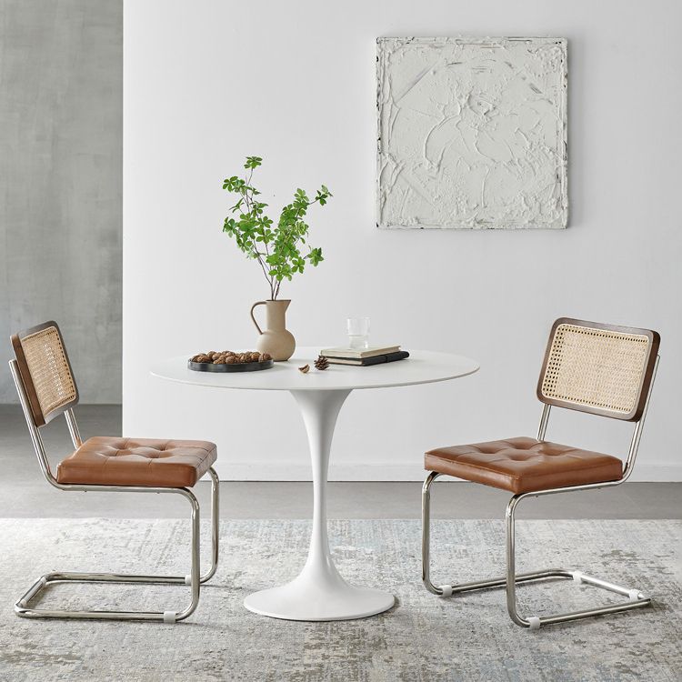Modern Tulip Pedestal White Dining Table Stone Table for Kitchen Clearhalo 'Dining Tables & Seating' 'Dining Tables' 'dining_table' 'furn' 'furn_dining_table' 'Furniture' 'Kitchen & Dining Furniture' 1200x1200_c6edd288-d9ab-4750-9806-07fceca53e11