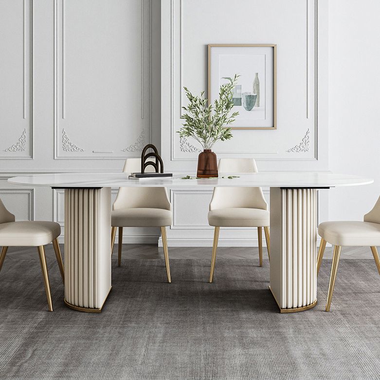 Glam Style Oval Sintered Stone Dining Set 1/4/5/7 Pieces Dining Set for Dining Areas Clearhalo 'Dining Room Sets' 'Dining Tables & Seating' 'dining_room_set' 'furn' 'furn_dining_room_set' 'Furniture' 'furniture_dining_room_set' 'Kitchen & Dining Furniture' 1200x1200_c6ef1365-74c1-4ebc-b84e-9646e32acd8f