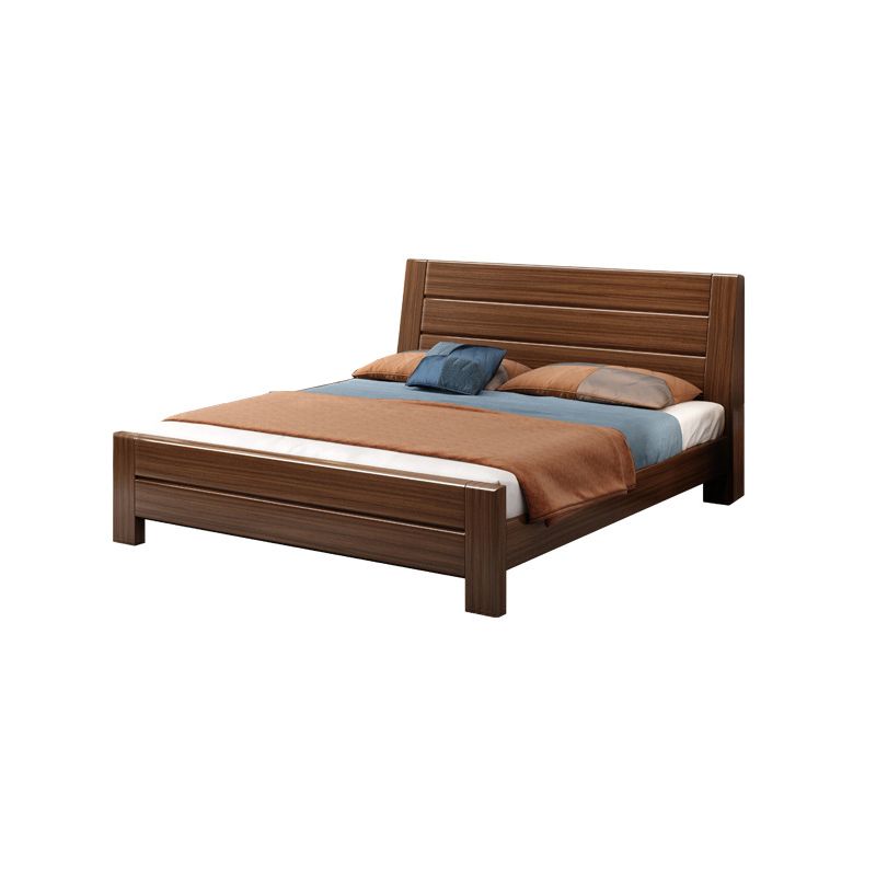 84.65 inch Wide Scandinavian Bed Frame Solid Wood Espresso Bed with Headboard