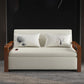 White Futon Sleeper Sofa Bed Contemporary Style with Arms Convertible Sofas Clearhalo 'furn' 'furn_futons' 'Furniture' 'Futons & Daybeds' 'Futons' 'Living Room Furniture' 1200x1200_c6f12491-f944-4af2-9c50-b20bc4313985