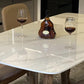 Contemporary Trestle Base Dining Table Stone Dining Table in White