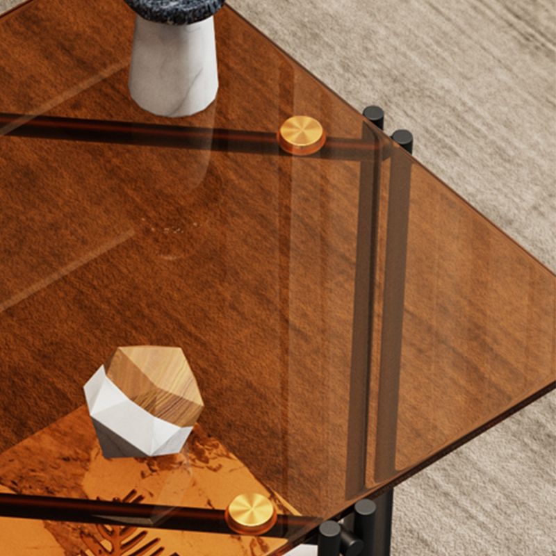 モダンな4脚コーナーテーブルリビングルーム用のガラスサイドテーブル