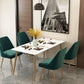 Table à manger rectangulaire à base dorée, Table glamour en Faux marbre pour la maison
