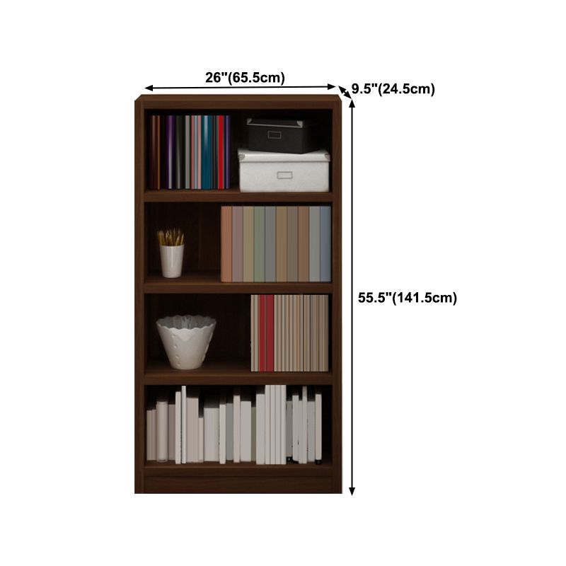 9.65"W Bookcase Contemporary Style Closed Back Brown Bookshelf for Home Office