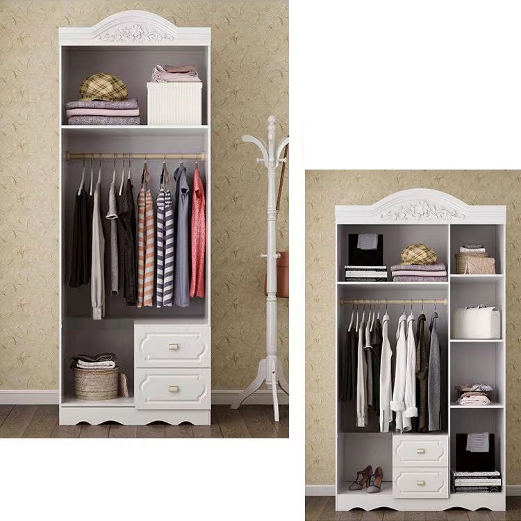 White Colour Wooden Wardrobe 2-Drawer Soft Close Door Wardrobe Closet Clearhalo 'Armoires & Wardrobes' 'armoires_wardrobes' 'Bedroom Furniture' 'furn' 'furn_armoires_wardrobes' 'Furniture' 1200x1200_c6fa338f-067f-46a7-b7c4-86048cdb4aa2