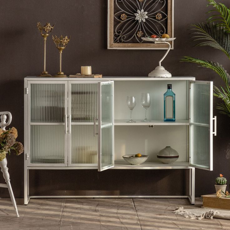 Porte di vetro contemporanee Credenza Metal Buffet Table per soggiorno