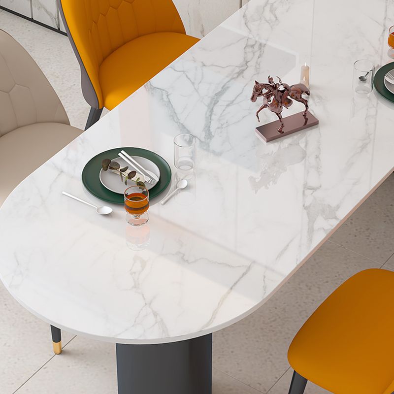 Sintered Stone Dining Table Modern White Top Dining Table with Black Frame Clearhalo 'Dining Tables & Seating' 'Dining Tables' 'dining_table' 'furn' 'furn_dining_table' 'Furniture' 'Kitchen & Dining Furniture' 1200x1200_c6fd7975-b5a2-489d-82f1-56f0d562acc7