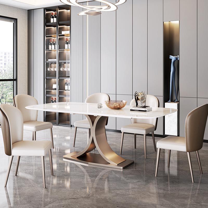 Glam Rectangle Table Set 1/3/4/5/6 Pieces Dining Set for Home Use Clearhalo 'Dining Room Sets' 'Dining Tables & Seating' 'dining_room_set' 'furn' 'furn_dining_room_set' 'Furniture' 'Kitchen & Dining Furniture' 1200x1200_c6fde894-d626-47a2-ba6b-8cc7cf0d6c6c