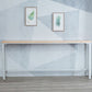 Mesa de bar con base metálica moderna Mesa de bar para patio de madera maciza de hierro blanco