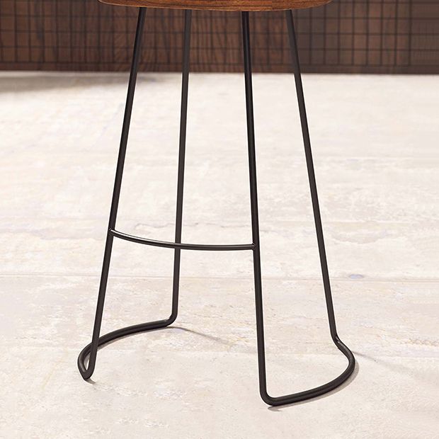Modern Armless Backless Counter Stool Iron Cafe Bar Stool with Wooden Seat Clearhalo 'Bar Furniture' 'Bar Stools' 'bar_stools' 'furn' 'furn_bar_stools' 'furniture_bar_stools' 'Kitchen & Dining Furniture' 'kitchen&dining_furn' 'kitchen' 'kitchen_furn' Furniture' 1200x1200_c70418ae-0f3b-40fe-b91a-ef10b496deba