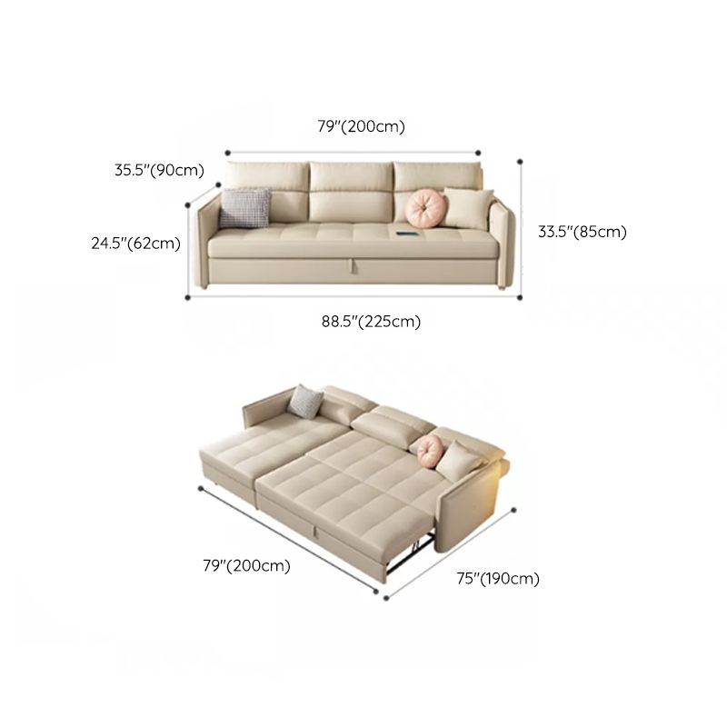 33"H Scandinavian Sofa Bed White Cushion Back Sleeper Sofa with Storage Clearhalo 'furn' 'furn_futons' 'Furniture' 'Futons & Daybeds' 'Futons' 'Living Room Furniture' 1200x1200_c7042afa-8afc-470a-9f61-1db5b4fe3864