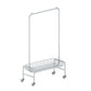 Industrial Metal Coat Rack Hanging Rail and Storage Basket Entryway Kit with Castors