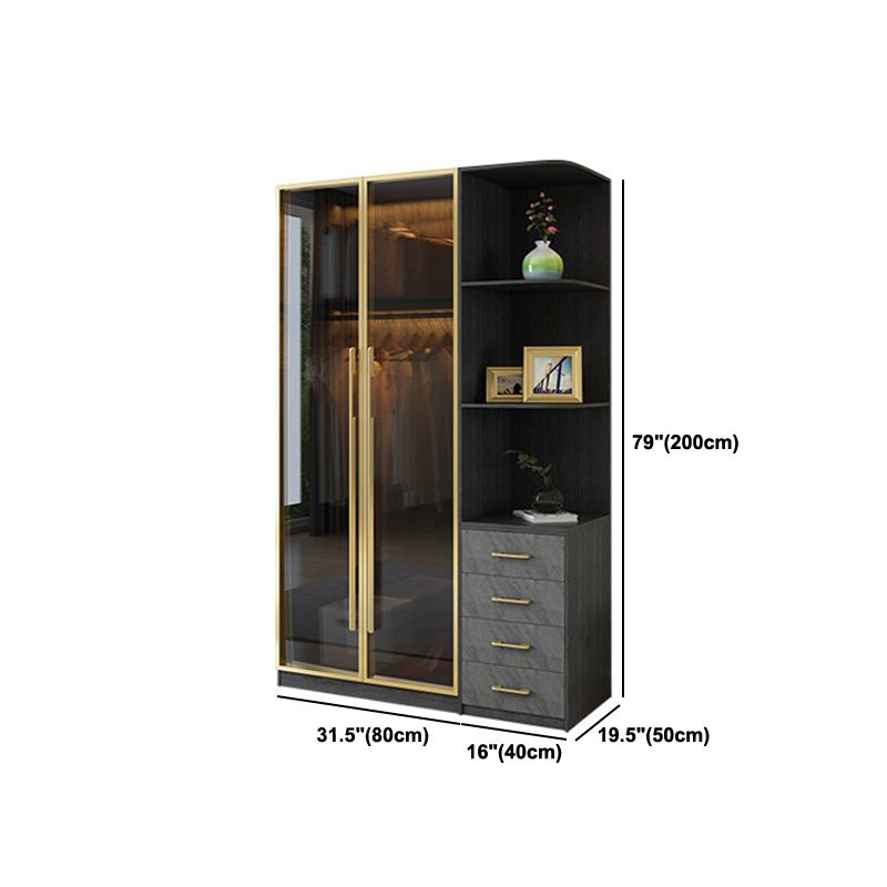 Moderne garderobe -kast met lade scharnierende garderobe armoire voor thuis