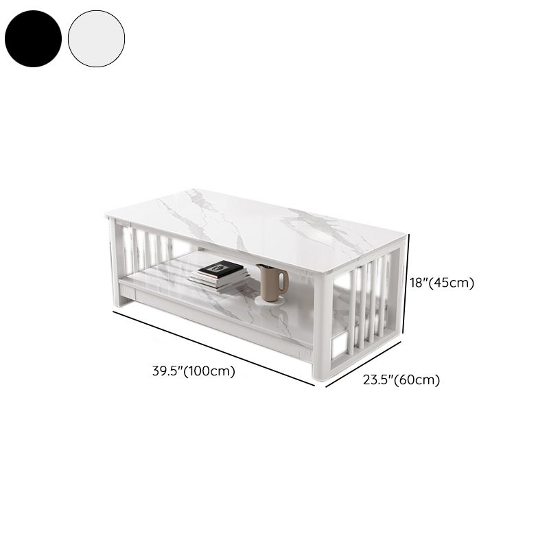 Slate 4 Legs Coffee Table Rectangle Single Coffee Table with Shelf Clearhalo 'Coffee & Accent Tables' 'Coffee Tables' 'coffee_tables' 'furn' 'furn_coffee_tables' 'Furniture' 'Living Room Furniture' 1200x1200_c707c6d7-aa19-4182-869d-30091705fea9
