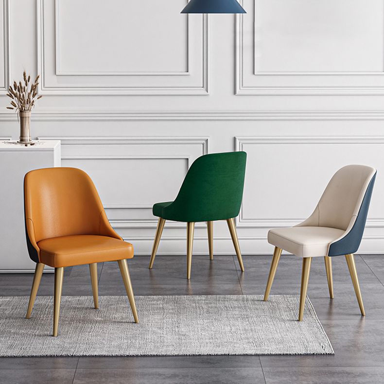 Scandinavian Design Solid Back Armless Dining Chair PU Leather Dining Chairs Clearhalo ' kitchen&dining_furn' 'Dining Chairs' 'Dining Tables & Seating' 'dining_chair' 'furn' 'furn_dining_chair' 'Furniture' 'furniture_dining_chair' 'Kitchen & Dining Furniture' 'kitchen' 1200x1200_c7085035-b249-4617-8cbb-a67b5265d4e7