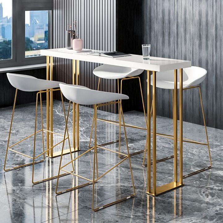 Glam Wood Counter Table with Rectangle Table Top Sled Table - 41.3" H Clearhalo 'Bar Furniture' 'Bar Tables' 'bar_tables' 'furn' 'furn_bar_tables' 'Furniture' 'furniture_bar_tables' 'Kitchen & Dining Furniture' 1200x1200_c7091ad6-ef55-4a09-a967-781bc5e827d1