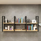 Metal and Wooden Shelf Bookcase Modern Wall Mounted Natural Bookshelf for Study Room