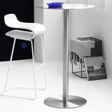 Contemporary Bar Dining Table Steel Bar Height Cocktail Table with Pedestal Base in Silver Clearhalo 'Bar Furniture' 'Bar Tables' 'bar_tables' 'furn' 'furn_bar_tables' 'Furniture' 'furniture_bar_tables' 'Kitchen & Dining Furniture' 'kitchen&dining_furn' 'kitchen' 1200x1200_c70c4b28-5258-4c24-9d04-c9feff371b65