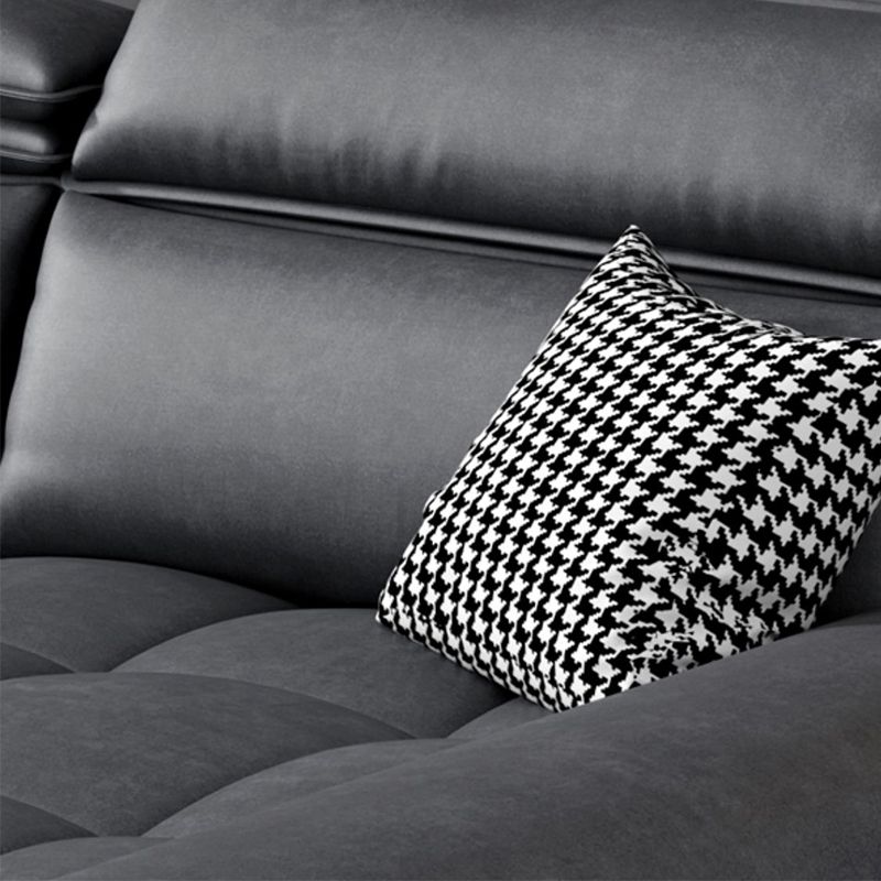 Modern 39.3"H Faux Leather Pillow Top Arm Sofa & Chaise for Living Room Clearhalo 'furn' 'furn_sectionals' 'Furniture' 'Living Room Furniture' 'Sectionals' 1200x1200_c70cb47d-1bcb-474a-9793-84872ab154f1