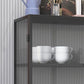 Metalen dressoir met glazen deuren eigentijdse eetserver met kasten