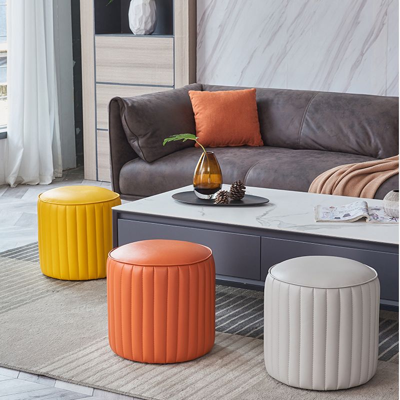 Orange Leather Solid Color Pouf Round Water Resistant Indoor Pouf Clearhalo 'furn' 'furn_ottomans_poufs' 'Furniture' 'Living Room Furniture' 'Ottomans & Poufs' 'ottomans_poufs' 1200x1200_c711aca6-9146-4bc1-887c-6e094cc3f486