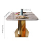 Modern Style Sintered Stone Dining Table with Standard Height Fixed Table and Gold Trestle Base Clearhalo 'Dining Room Sets' 'Dining Tables & Seating' 'dining_room_set' 'furn' 'furn_dining_room_set' 'Furniture' 'furniture_dining_room_set' 'Kitchen & Dining Furniture' 'kitchen&dining_furn' 'kitchen' 1200x1200_c71274c3-6f71-4304-ba79-63f73c425261