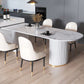 Contemporary Home Sintered Stone Dining Table Freeform Shape Table with Double Pedestal Base Clearhalo ' dining_table' 'Dining Tables & Seating' 'Dining Tables' 'furn' 'furn_dining_table' 'Furniture' 'furniture_dining_table' 'Kitchen & Dining Furniture' 'kitchen&dining_furn' 'kitchen' 'kitchen_dining_table' 1200x1200_c714894e-912f-4308-924e-47d1a327f6a0