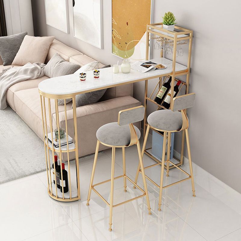 Glam Wine Rack Pub Height Dining Table Double Pedestal Cafe and Break-room Bar Table Clearhalo 'Bar Furniture' 'Bar Tables' 'bar_tables' 'furn' 'furn_bar_tables' 'Furniture' 'furniture_bar_tables' 'Kitchen & Dining Furniture' 1200x1200_c714e581-3a01-410a-921e-6ccbcb64af8d