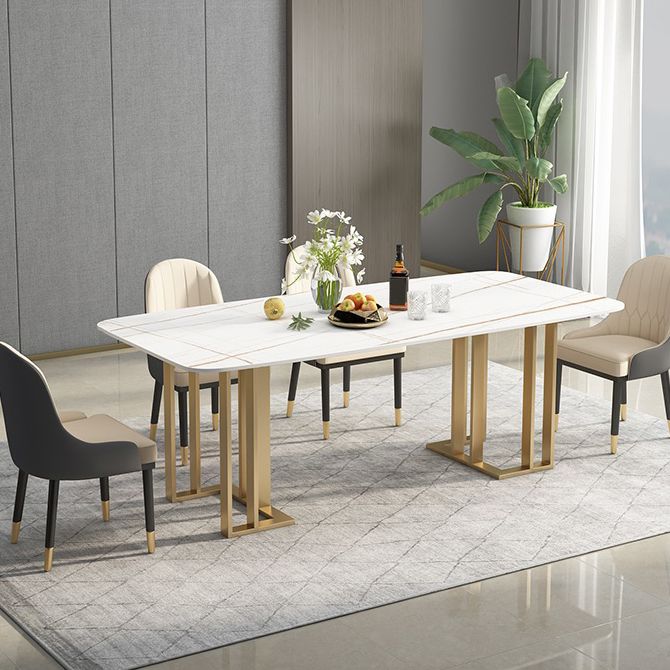 Glam 1/2/4/5/6 Pieces Dining Set Rectangle Stone Dining Table for Dining Room Clearhalo 'Dining Room Sets' 'Dining Tables & Seating' 'dining_room_set' 'furn' 'furn_dining_room_set' 'Furniture' 'furniture_dining_room_set' 'Kitchen & Dining Furniture' 1200x1200_c7152986-f615-4545-b127-b1932e2944ec