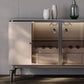 Sideboard a buffet in pietra e legno con supporto a buffet glam del cassetto