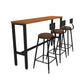 Rectangle industriel Table de table en bois massif en bois 1/3/4 Pièces Table de comptoir avec tabourets hauts