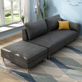 Sillón tapizado escandinavo Chaise de brazos cuadrados para sala de estar