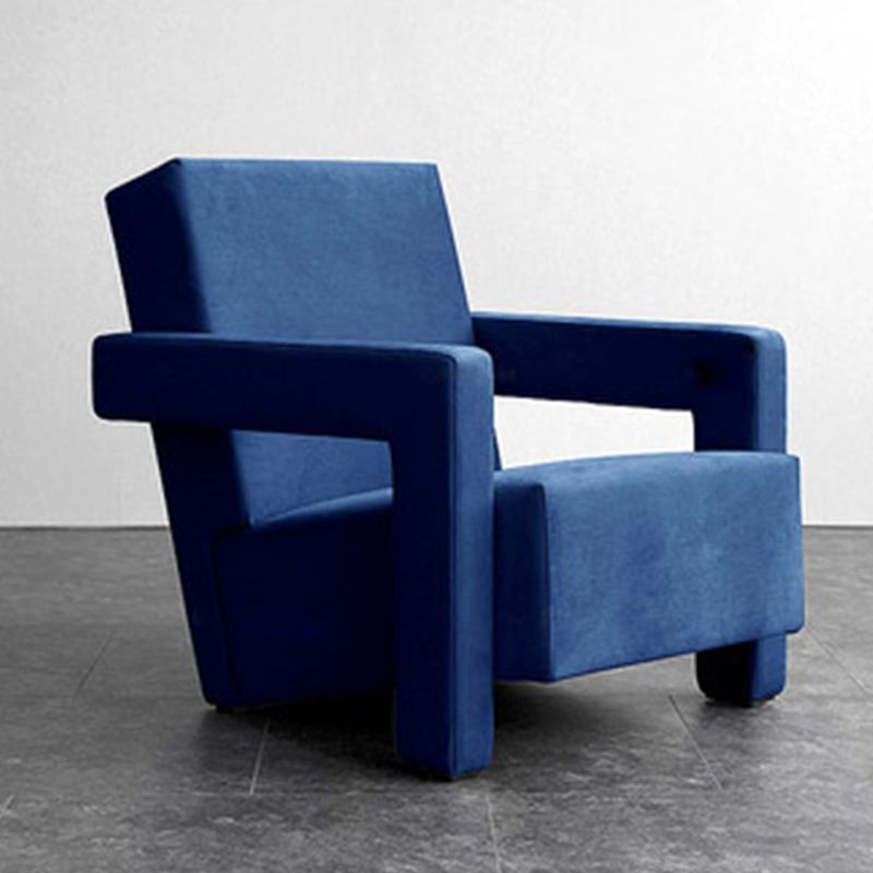 Solid Color Tight Back Square Arms Accent Chair Set with Fabric Seat