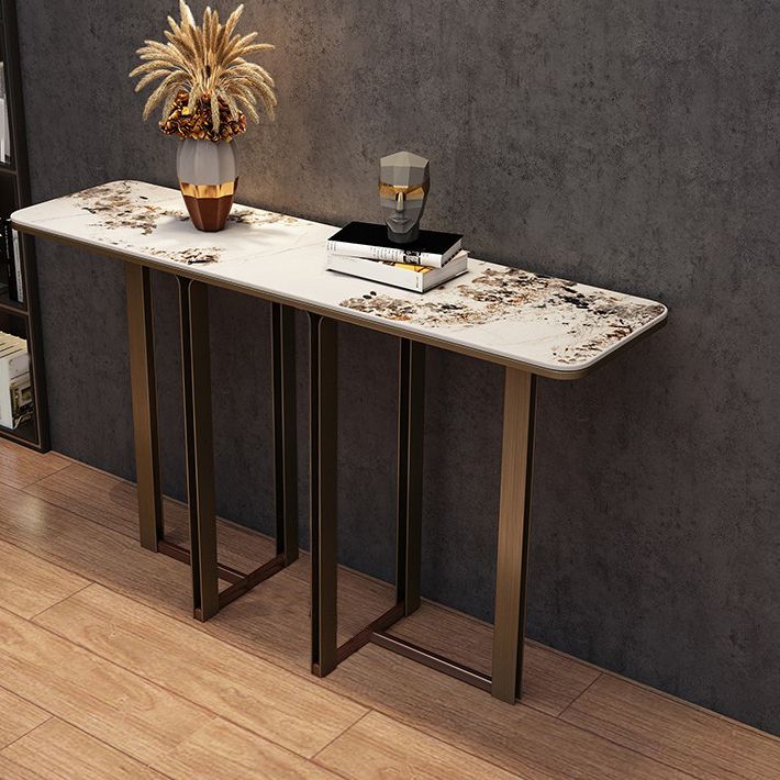Stone Rectangle Console Tabla 1 Estante 33.46 "Mesa de altura de altura para Hall