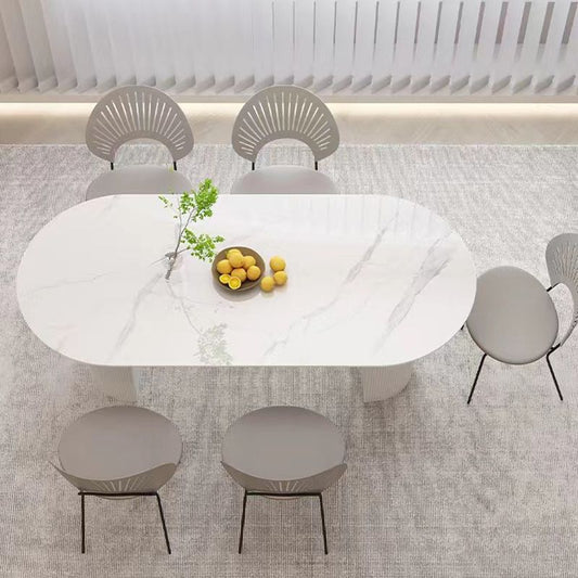 Moderne ovale eettafel gesinterde stenen eettafel voor keuken