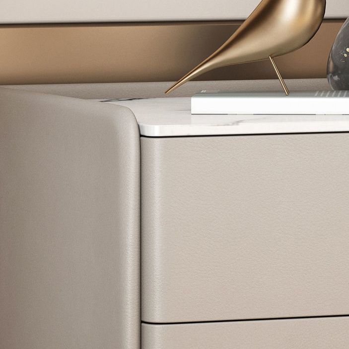 Contemporary Accent Table Nightstand Stone Night Table with 2 Drawers Clearhalo 'Bedroom Furniture' 'furn' 'furn_night_stand' 'Furniture' 'night_stand' 'Nightstands' 1200x1200_c71b151d-7582-4347-8008-cc913ba09c3a