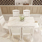 Contemporary Style Marble Dining Set with White Fixed Table and 4 Legs Base for Home Use Clearhalo 'Dining Room Sets' 'Dining Tables & Seating' 'dining_room_set' 'furn' 'furn_dining_room_set' 'Furniture' 'furniture_dining_room_set' 'Kitchen & Dining Furniture' 'kitchen&dining_furn' 'kitchen' 1200x1200_c71ba980-0e74-40aa-9339-45a12ad33473