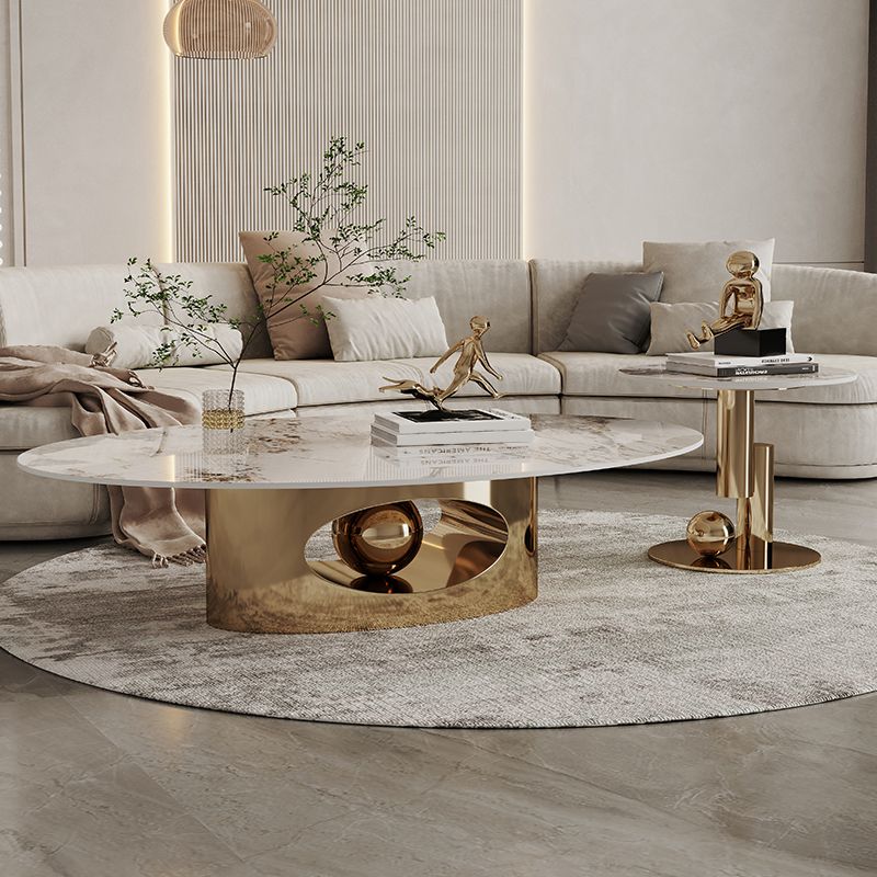 Slate Single Coffee Table Pedestal Glam Nesting Coffee Table Set