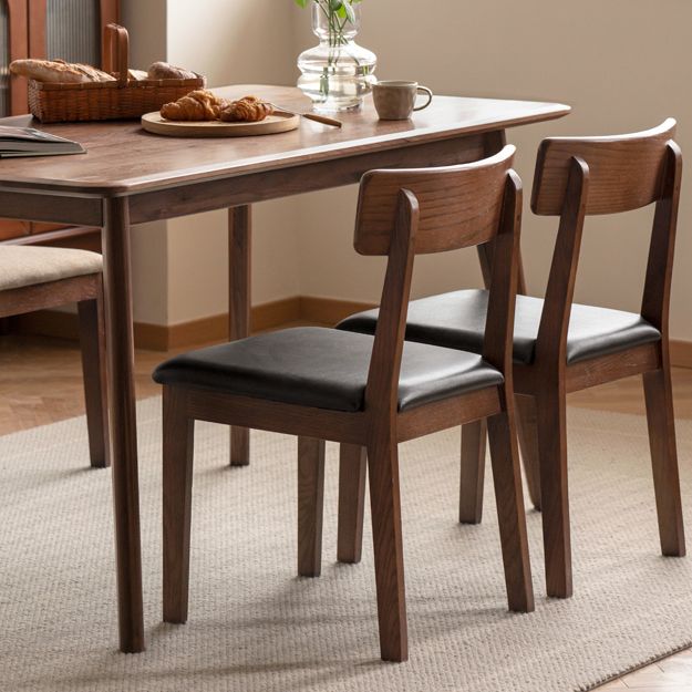 Eigentijdse gestoffeerde armloze stoel, indoor eiken eetstoel