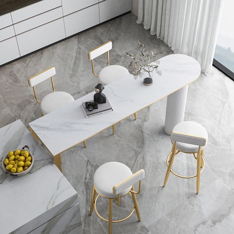 Modern Marble Bar Table with Specialty Table Top Double Pedestal Table- 41.3" H Clearhalo 'Bar Furniture' 'Bar Tables' 'bar_tables' 'furn' 'furn_bar_tables' 'Furniture' 'furniture_bar_tables' 'Kitchen & Dining Furniture' 1200x1200_c7203efe-dd59-4d65-ba52-19ac4af3e630
